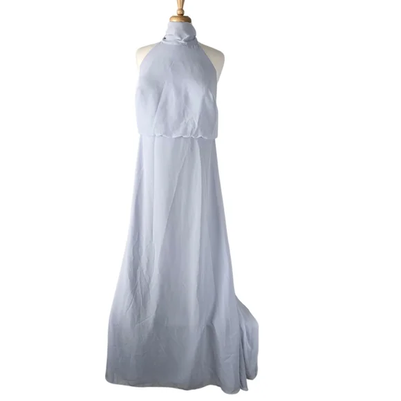 Jenny Yoo Brett A-Line Halter High Neck Chiffon Bridesmaid Formal Dress Size 22 - Picture 3 of 16